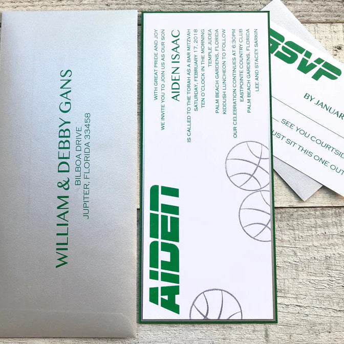 Basketball Themed/Green ~ Invitation