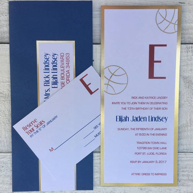Basketball Themed/Maroon & Gold ~ Invitation