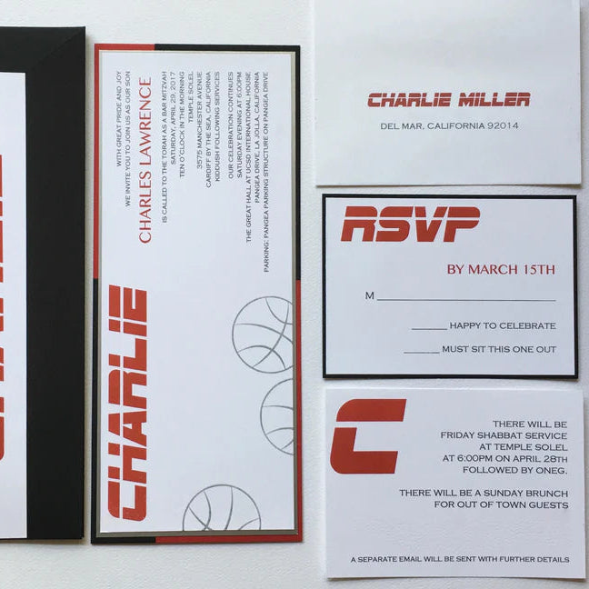Basketball Themed/Red ~ Invitation