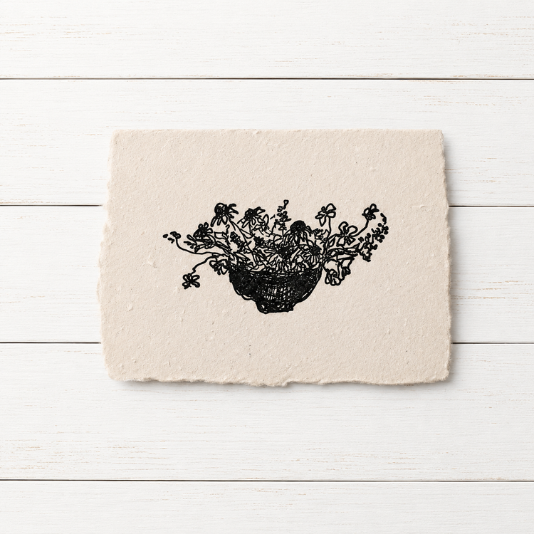 Bowl of Flowers Handmade Note Card