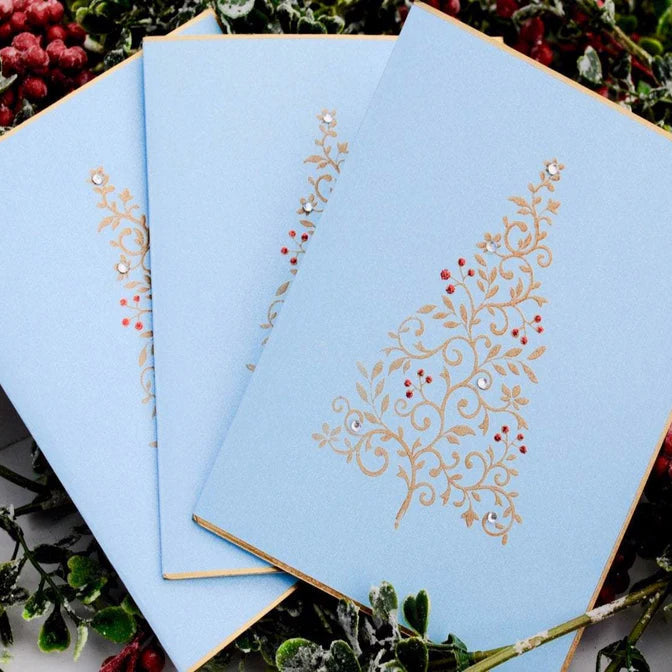 Christmas Tree/Gold ~ Note Card ~ Set of 8
