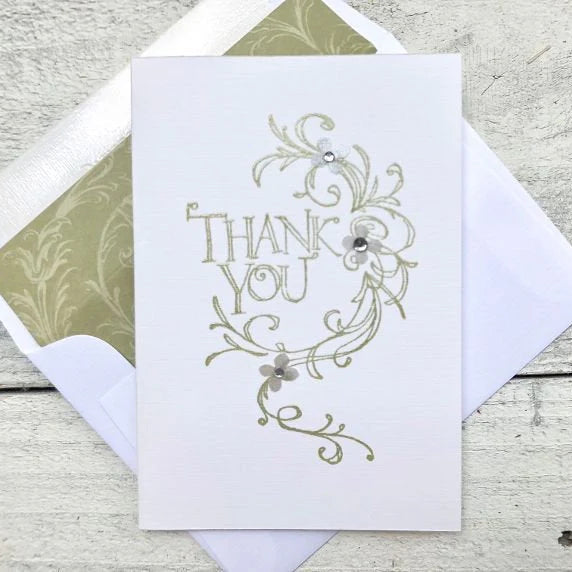 Elegant Flowers ~ Thank You Card ~ Set of 8