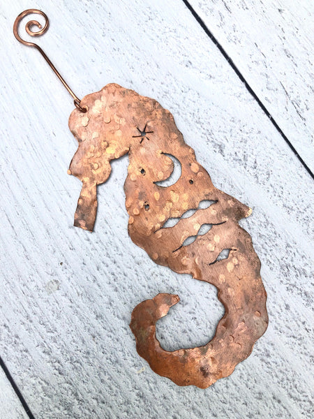 Copper Seahorse Ornament
