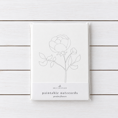 Note Card ~ Paintable Watercolor ~ Garden Flowers