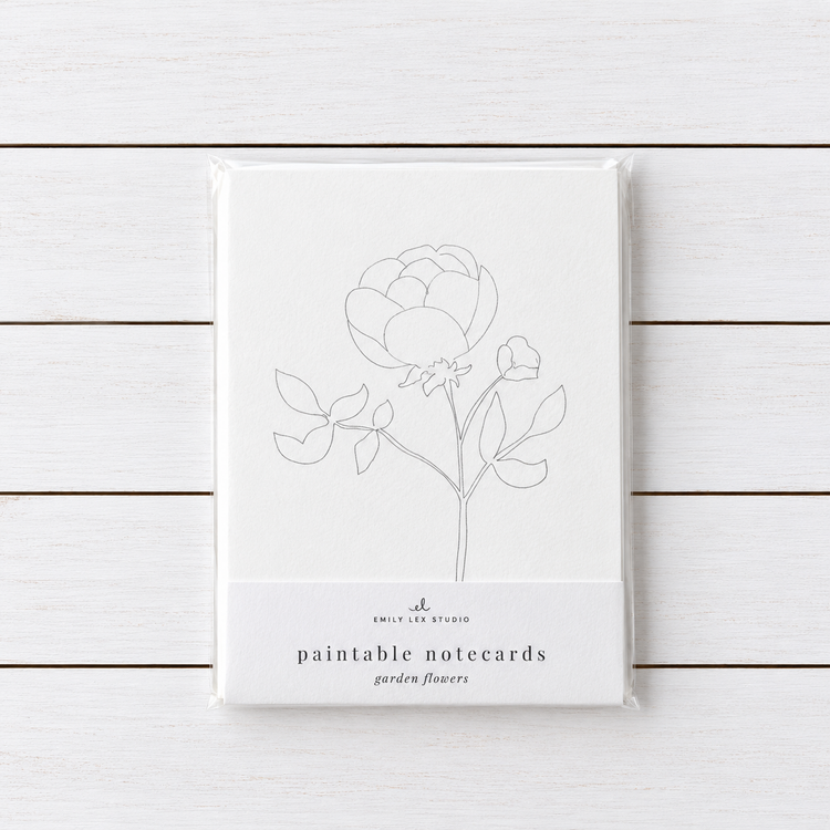 Note Card ~ Paintable Watercolor ~ Garden Flowers