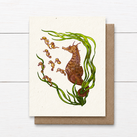 Plant Me ~ Lined Seahorse ~ Note Card