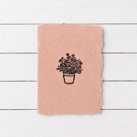 Potted Rose Bush Handmade Note Card