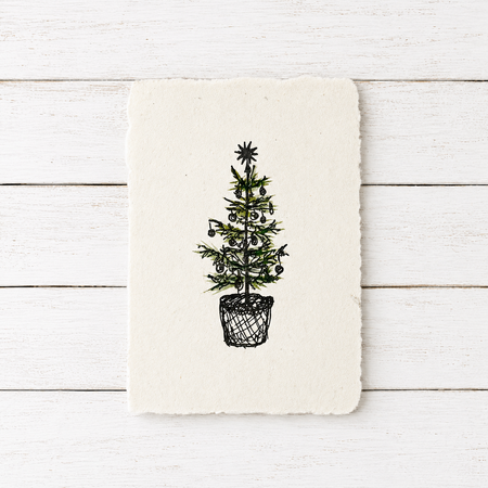 Scandinavian Christmas Tree Handmade Note Card