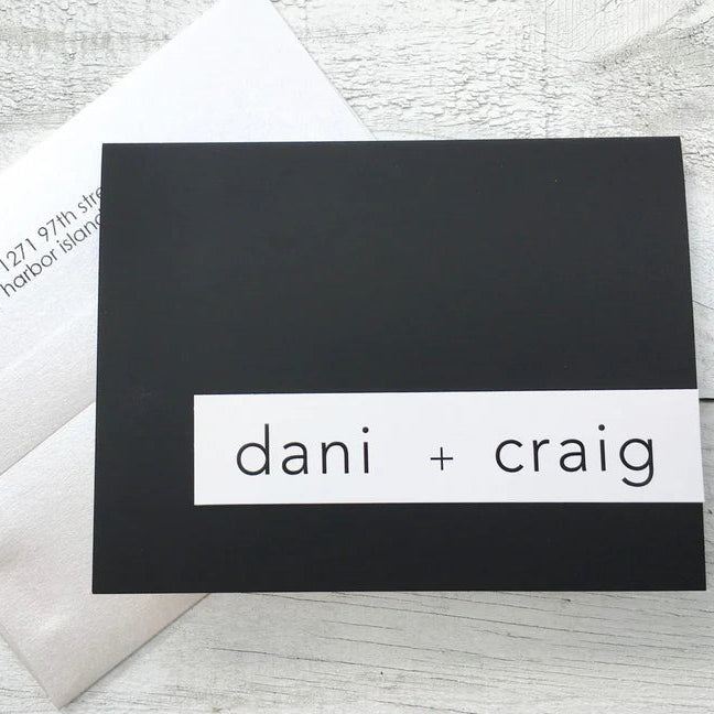 Wedding Contemporary/Black ~ Thank You Card ~ Set of 10