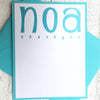 White/Aqua ~ Thank You Card ~ Set of 8