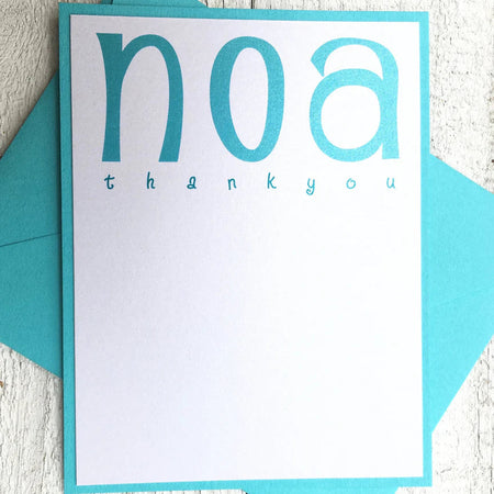 White/Aqua ~ Thank You Card ~ Set of 8