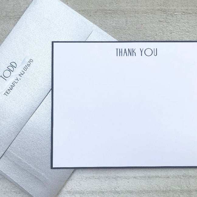 White/Navy ~ Thank You Card ~ Set of 8