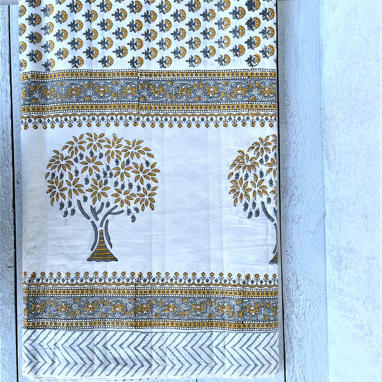 Hand Block Printed Tablecloth - Golden Tree
