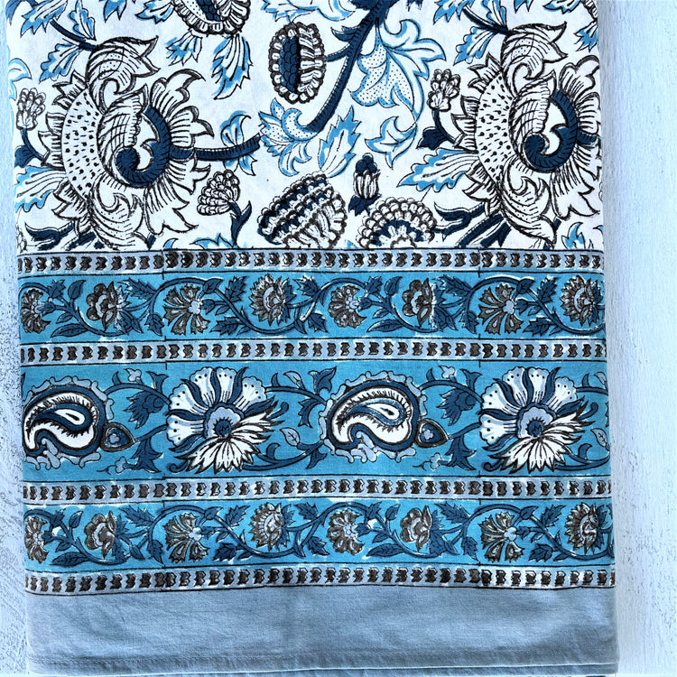 Hand Block Printed Tablecloth - Floral Vine