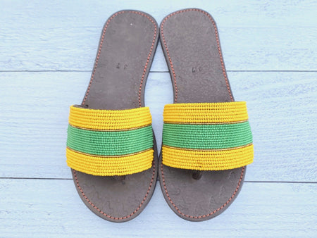 Green & Yellow Beaded Sandals