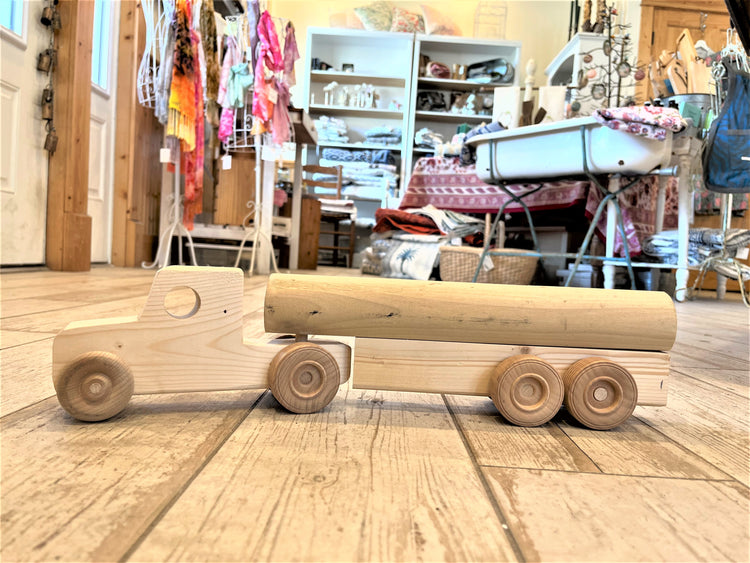 Handcrafted Wooden Baby Toys - Semi Truck Hauler