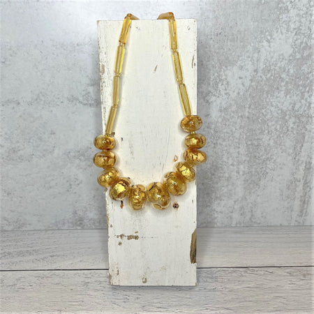 Handblown Glass Orb Necklace - Gold