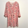V-Neck Dress with Accent Cuffed Sleeves - 100% Cotton Hand Block Printed