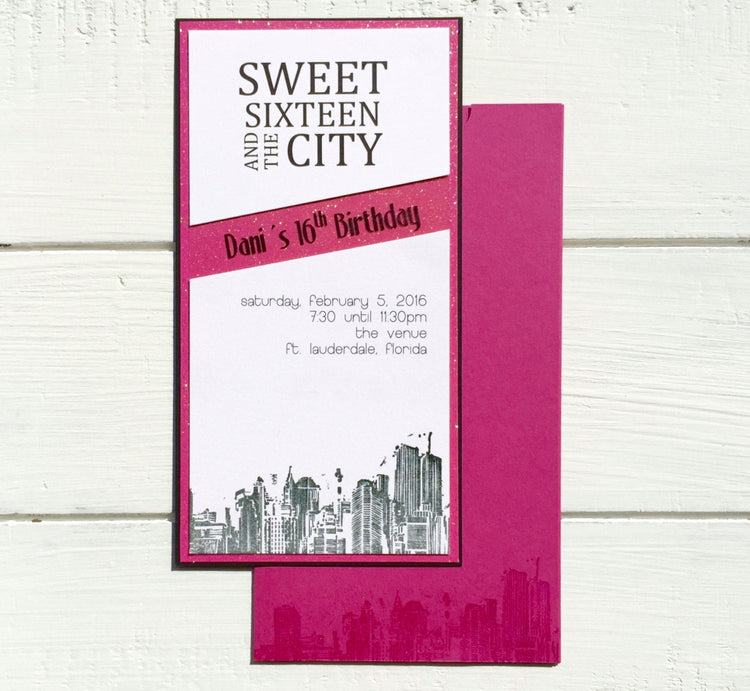 Sweet 16 Invitation - Birthday Invitation - Quinceañera Invitation  - Bat Mitzvah Invitation - Shower Invitation - Skyline Invitation