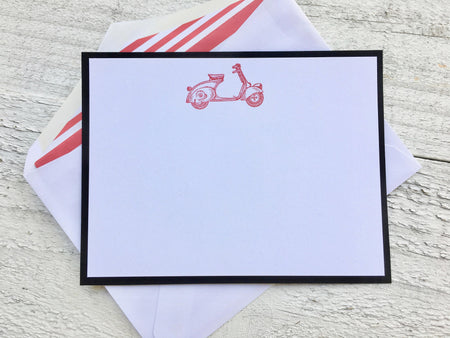 Scooter Note Cards, Scooter Stationery, Personalized Scooter Note Cards