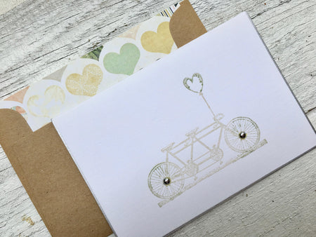 Wedding Note Card - Save the Date Card - Engagement Note Card - Bridal Shower  Card - Tandem Bike Cards -  Love Note Cards -Thank You Cards