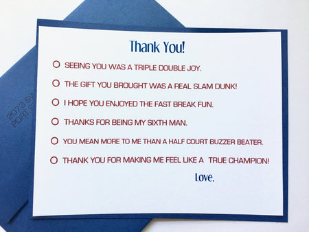 Basketball Themed Thank You Notes