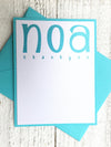White/Aqua ~ Thank You Card ~ Set of 8