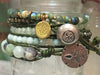 Chrysoprase and Gold Lotus Charm Bracelet