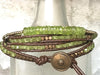 Peridot Leather Wrap - Peridot Bracelet - Peridot Jewelry - Green Bracelet - Leather Wrap - Girlfriend Gift - Women's Gift-August Birthstone