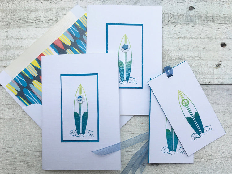 Surfing Note Cards, Hang Ten Note Cards, Surf Board Note Cards, Salt Life Note Cards, Personalized Stationery, Thank You Cards, Set Of 8