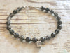 Labradorite Bracelet - Labradorite Jewelry - Charm Bracelet - Flower Charm - Grey Bracelet - Girlfriend's Gift - Women's Bracelet -