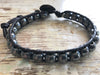 Hematite Black Leather Wrap Bracelet