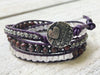 Pearl Bracelet - June Birthstone - Purple Triple Wrap - Moonstone Bracelet - Purple Bracelet  - Pearl Jewelry - Women's Bracelets