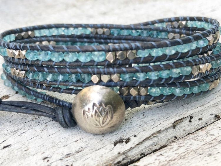 Apatite Blue Five Wrap Bracelet