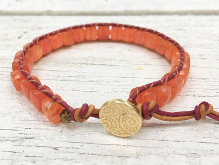 Carnelian Orange Beaded Bracelet