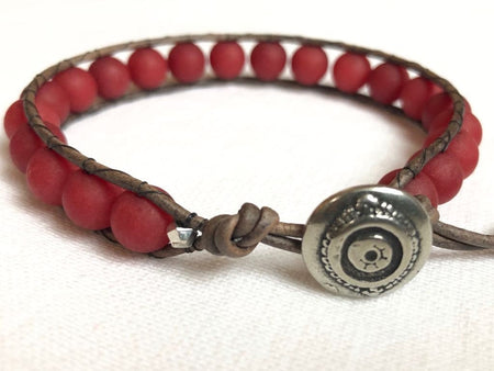 Red Jade Bracelet - Red Jade Jewelry - Red Jade Wrap Bracelet - Red Bracelet - Men's Bracelet - Women's Bracelet - Women's Jewelry