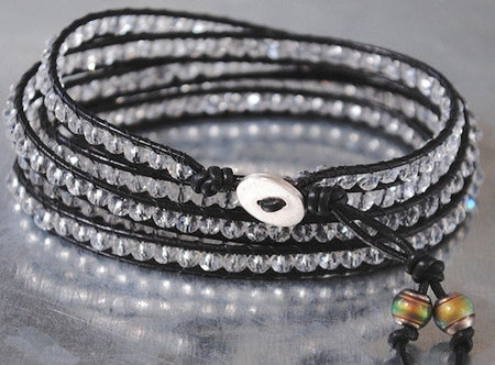 Crystal Five Wrap Bracelet - Hill Tribe Silver Button