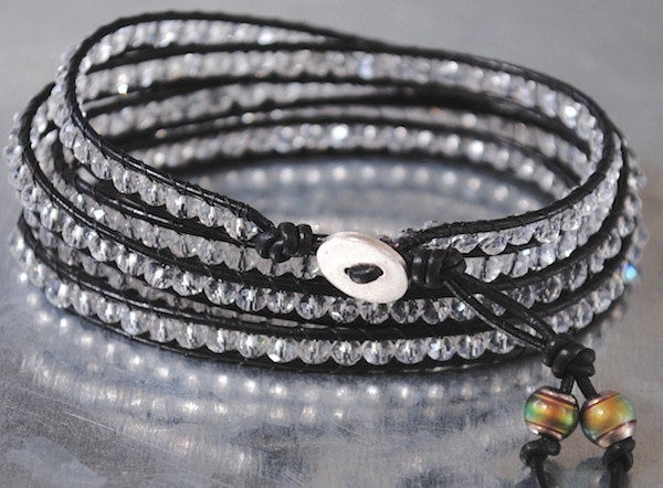 Crystal Five Wrap Bracelet - Hill Tribe Silver Button
